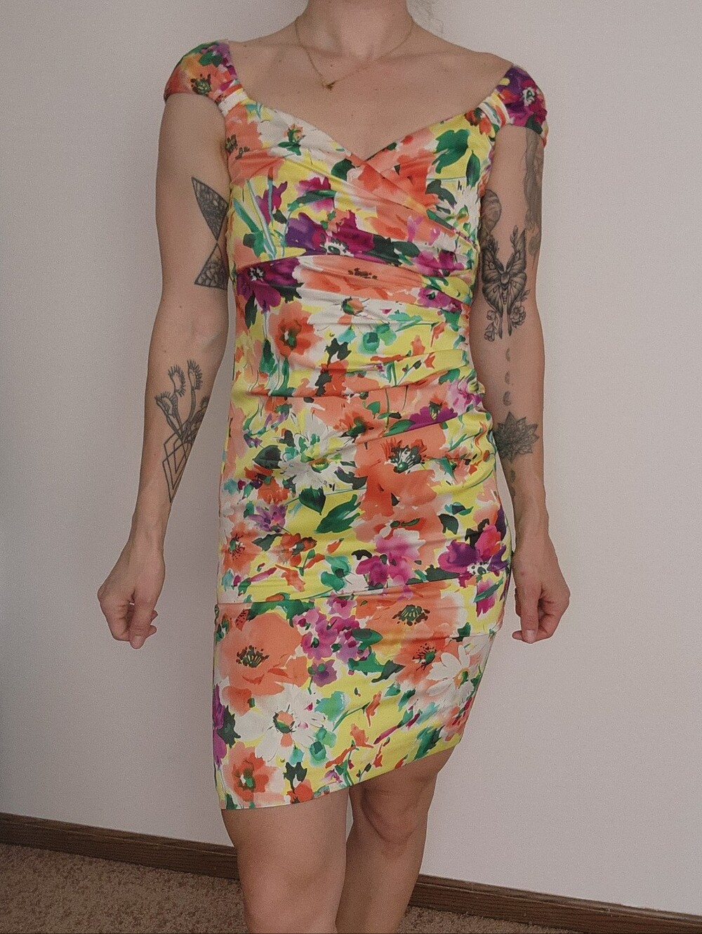 Lauren Ralph Lauren Floral Satin Sheath Mini Dress Size 4